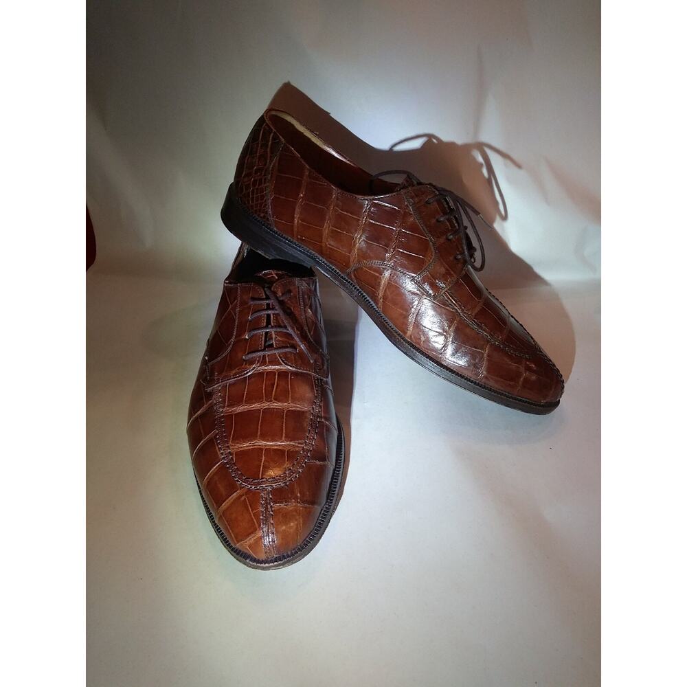 MENS MEZLAN PRINCETON CASUAL/FORMAL GENUINE ALLIGATOR BROWN SHOES SIZE 8.5 M - Picture 11 of 12